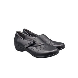 Dansko Women's Size 40/10 US EUC Franny Black Leather Wedges Flats Comfort Shoes